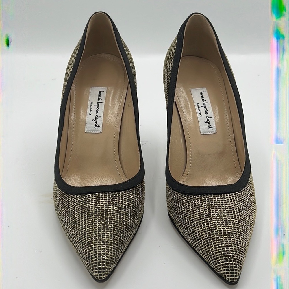 Henri Laporr Dezert High Heel Shoes Gold And Black Color